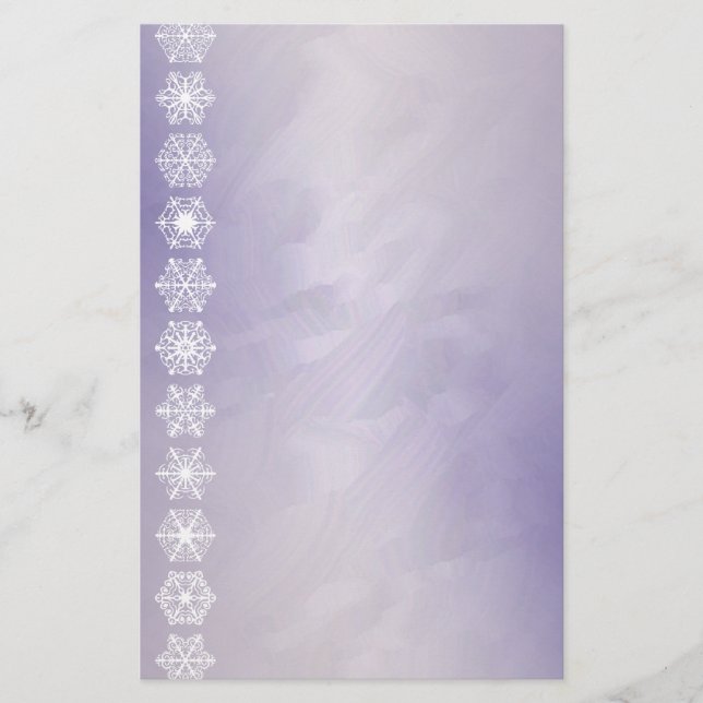 Snowflake Border Purple Foil Holiday Stationery (Front)