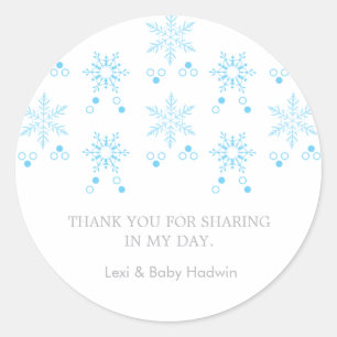 Snowflake   Boy Baby Shower Favour Sticker