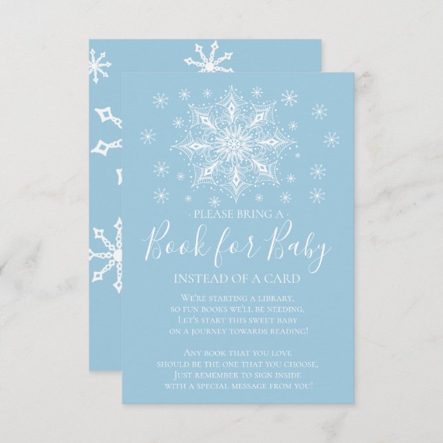 Snowflake Boys Baby Shower Book for Baby Invitation (Front/Back)
