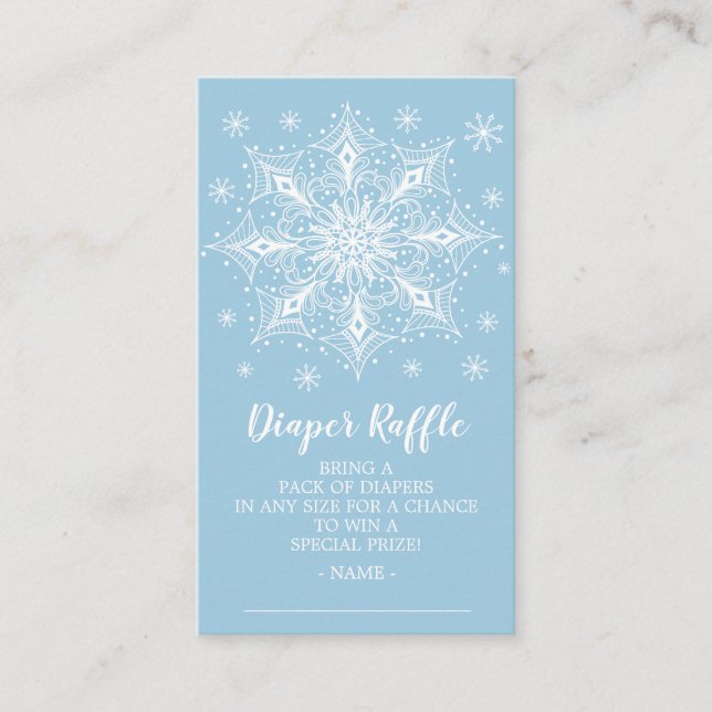 Snowflake Boys Baby Shower Diaper Raffle Ticket Enclosure Card (Front)