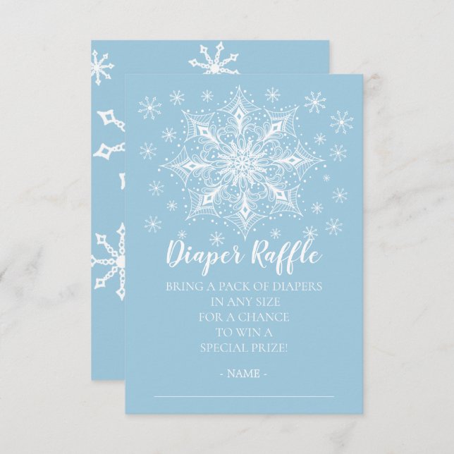 Snowflake Boys Baby Shower Diaper Raffle Ticket Invitation (Front/Back)