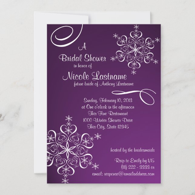 Snowflake Bridal Shower Invitation (Front)