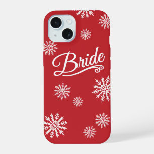 Snowflake Bride white on red iPhone 15 Case
