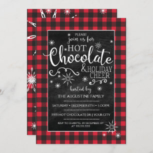 Snowflake & Buffalo Plaid Hot Chocolate Invitation