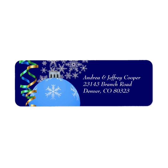 Snowflake Bulb Christmas Ribbon Return Address Label