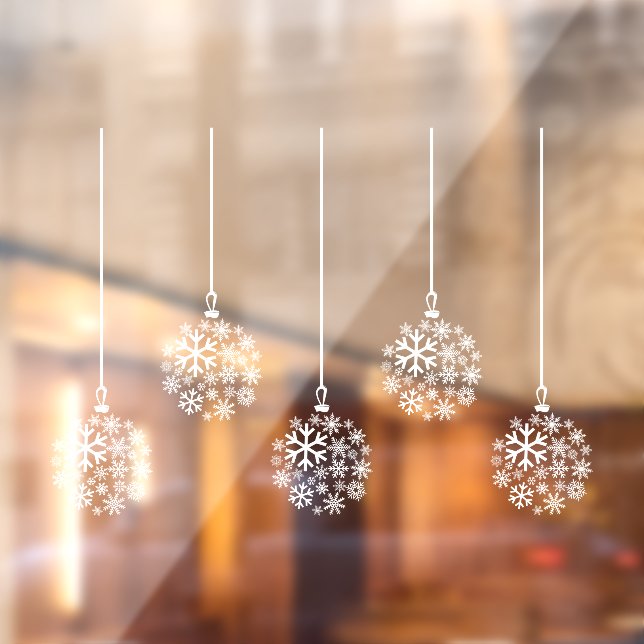Snowflake bulbs white_ pack of five window cling 2 (Sheet 2)