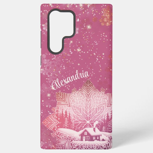 Snowflake Cabin Samsung Galaxy S22 Ultra Case (Back)