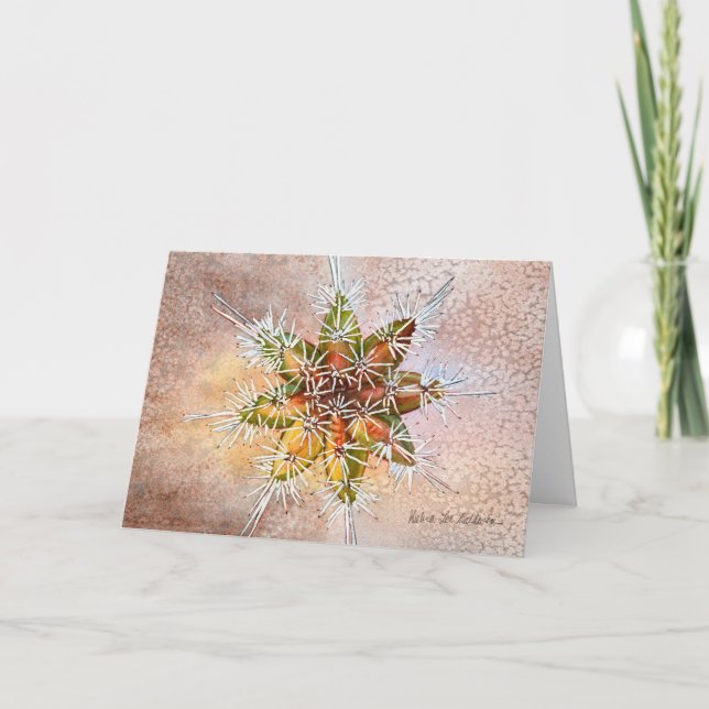 Snowflake cactus holiday greeting card (Front)
