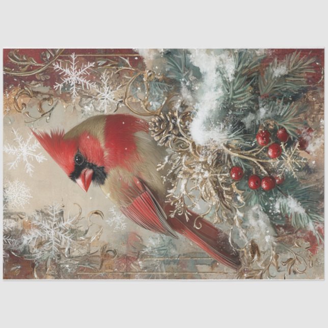 Snowflake Cardinal Tissue Paper (Front)