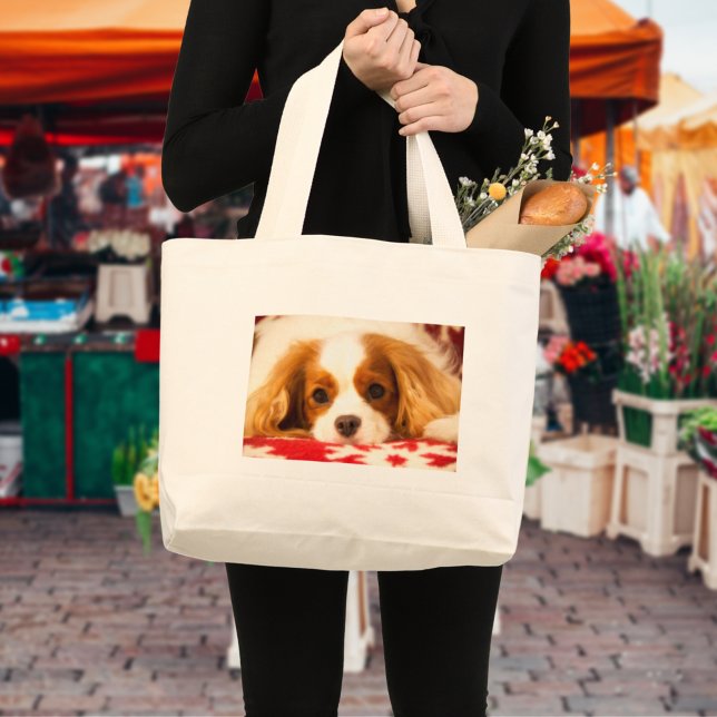 Snowflake Cavalier King Charles Spaniel Large Tote Bag (Creator Uploaded)