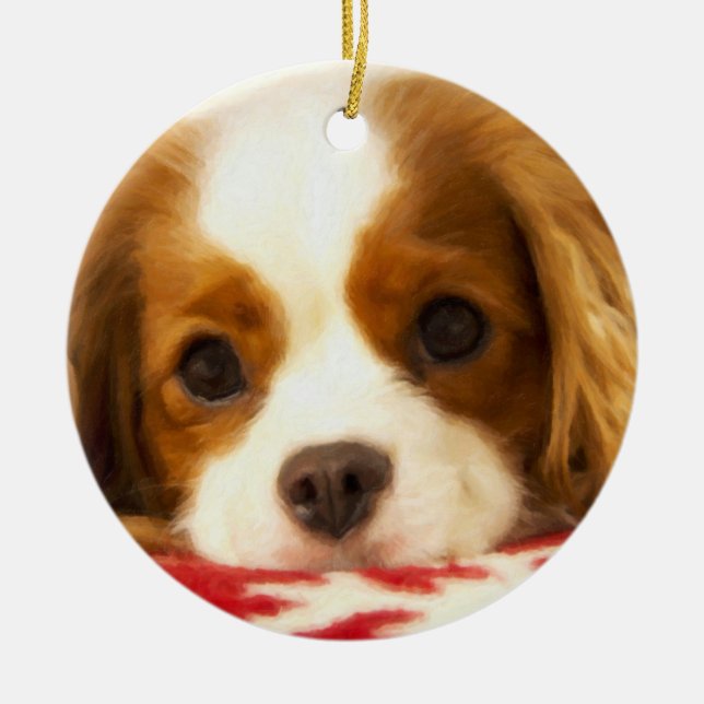 Snowflake Cavalier King Charles Spaniel Ornament (Front)