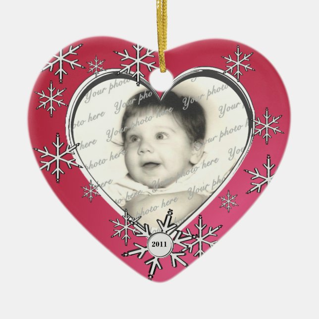 Snowflake Charm Frame Ceramic Tree Decoration (Front)