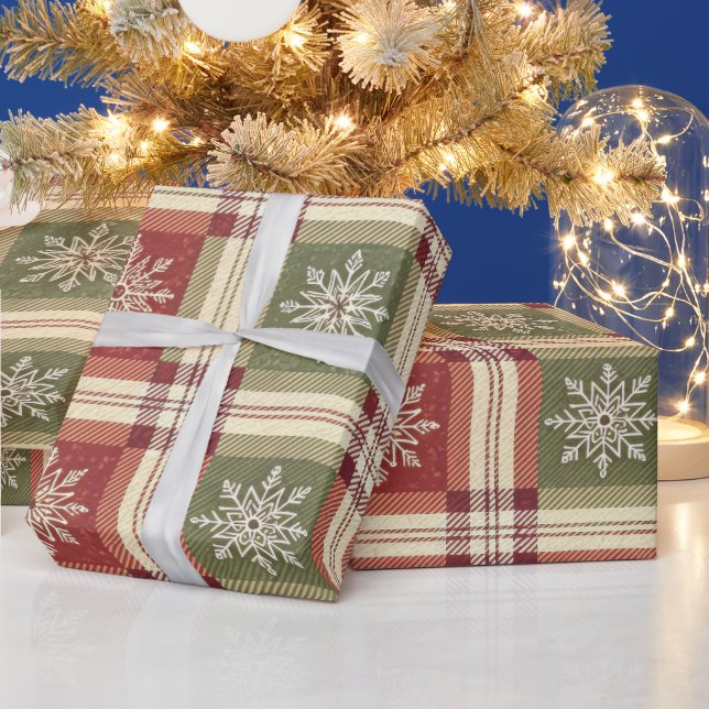 Snowflake Check Wrapping Paper (Holidays)