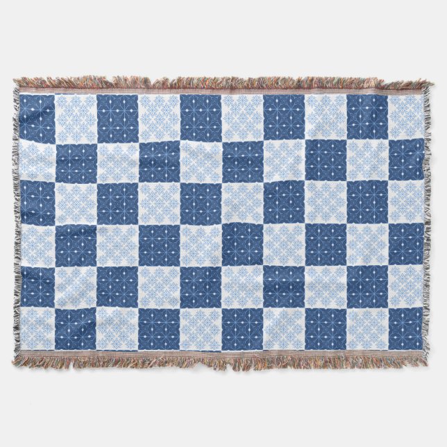 Snowflake Chequerboard Throw Blanket (Front)