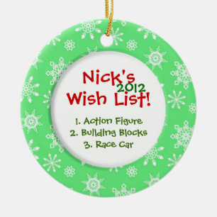 Snowflake Child's Wish List Ceramic Tree Decoration