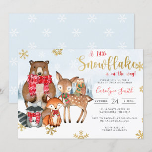 Snowflake Christmas baby shower invitation