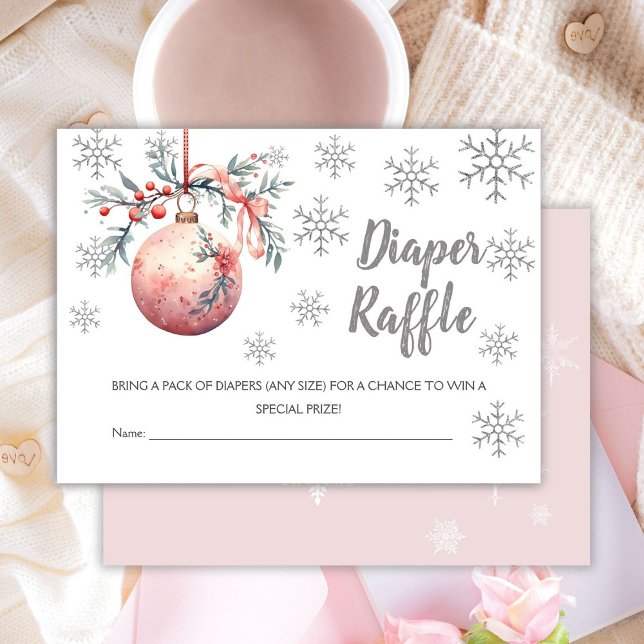 Snowflake Christmas Ball Winter Diaper Raffle Enclosure Card (Creator Uploaded)
