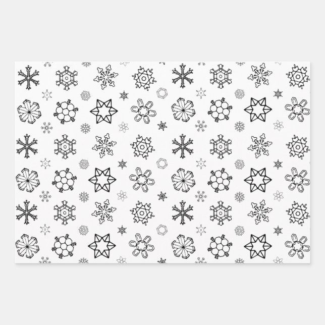Snowflake Christmas [Black White Grey] Wrapping Pa Paper Sheet (Front)