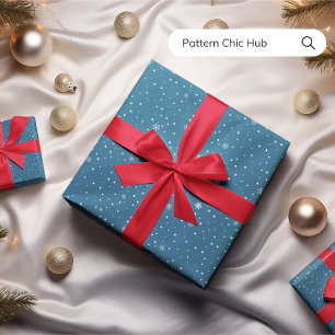 Snowflake Christmas Blue Modern Elegant Wrapping Paper