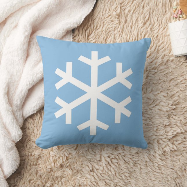 Snowflake Christmas Blue Throw Pillow (Blanket)
