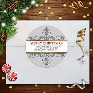 Snowflake Christmas Family Address Classic Round Sticker