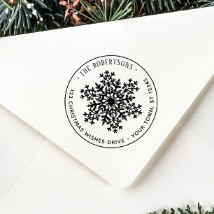 Snowflake Christmas Holiday Address Rubber Stamp