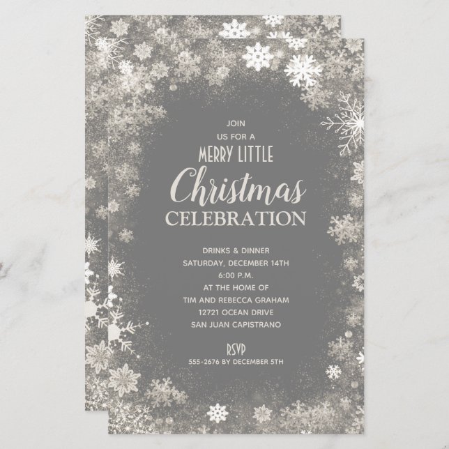 Snowflake Christmas Holiday Budget Invitations (Front/Back)