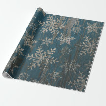 snowflake Christmas Holiday Rustic Wrapping Paper