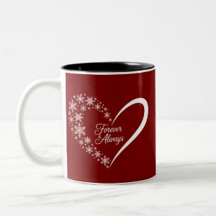 Snowflake Christmas Holiday Snow Flake Heart Two-Tone Coffee Mug