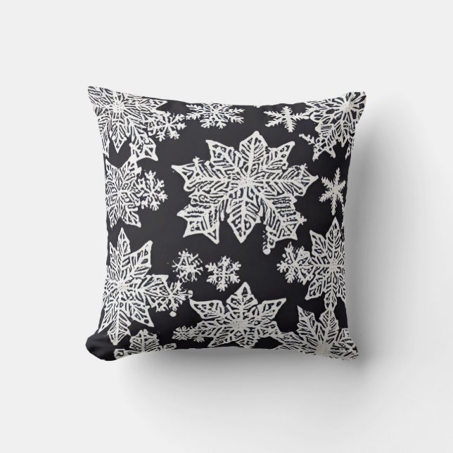 Snowflake Christmas Holiday Throw Pillow (Front)