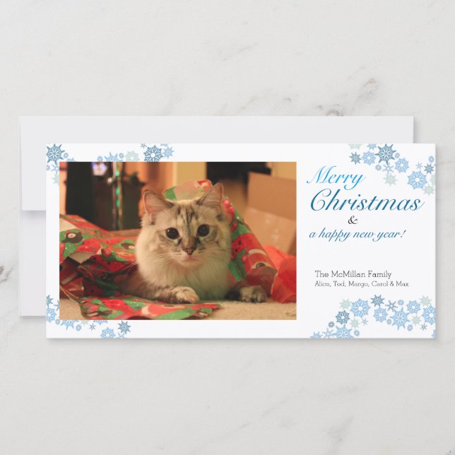 Snowflake Christmas Horizontal Photo Card (Front)