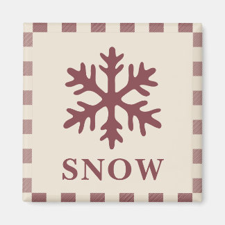 Snowflake Christmas Magnet Rustic Burgundy