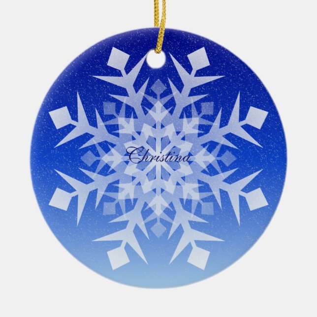 Snowflake Christmas Ornament with Name (Front)