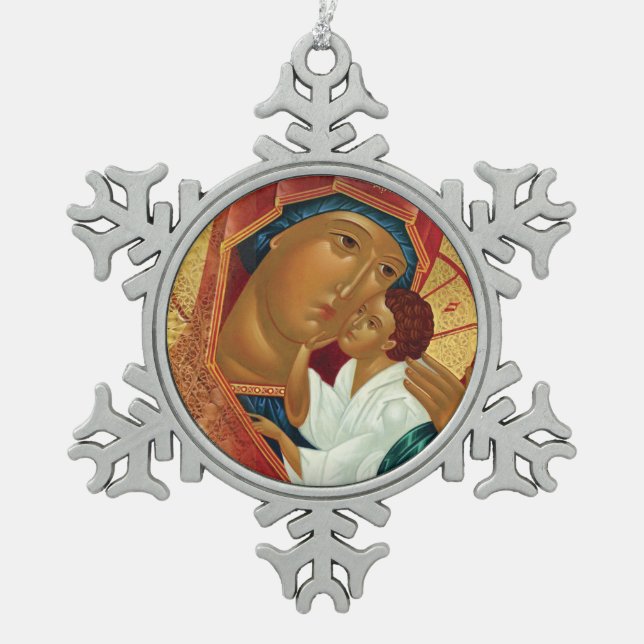 Snowflake Christmas Ornament with Orthodox Icon (Front)
