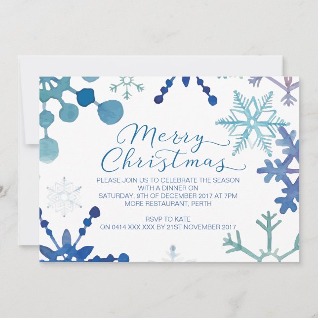 Snowflake Christmas Party Invitations (Front)