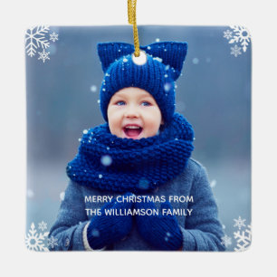 Snowflake Christmas Photo Custom Ceramic Ornament