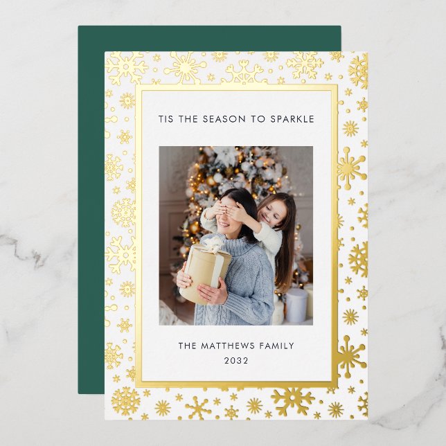 Snowflake Christmas | Photo Foil Holiday Card (Front/Back)