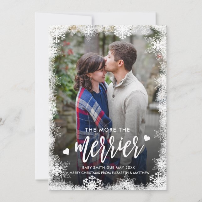 Snowflake Christmas Pregnancy Announcement Cards (Front)