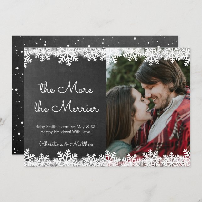 Snowflake Christmas Pregnancy Announcement Cards (Front/Back)