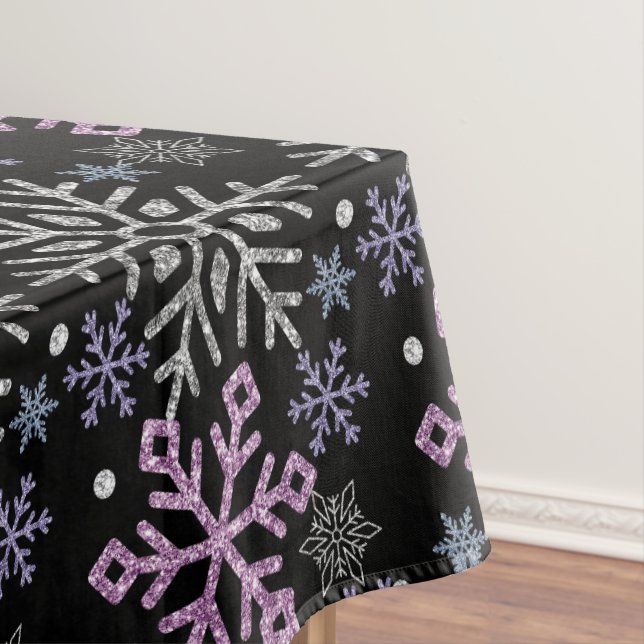 Snowflake Christmas Purple Silver Tablecloth (In Situ)