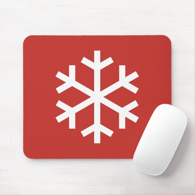 Snowflake Christmas Red Mouse Pad (With Mouse)