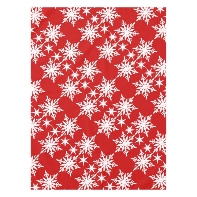Snowflake christmas red white pattern tablecloth (Front)