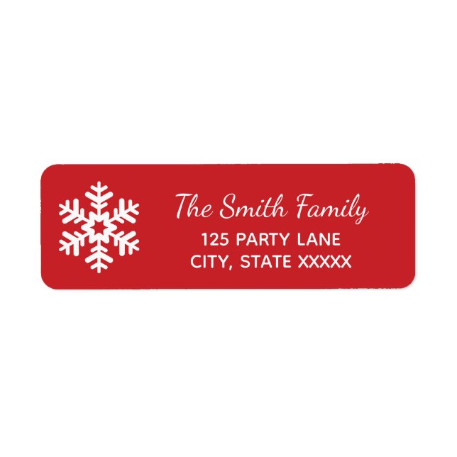 Snowflake Christmas Return Address Label (Front)
