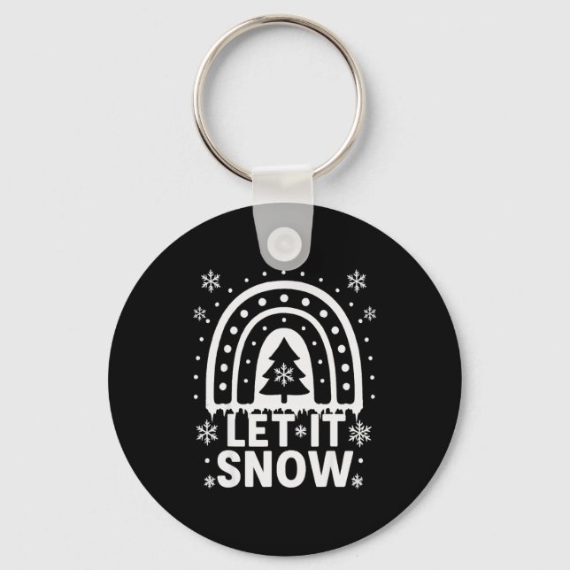 Snowflake Christmas Teacher Student Cute Rainbow L Key Ring (Front)