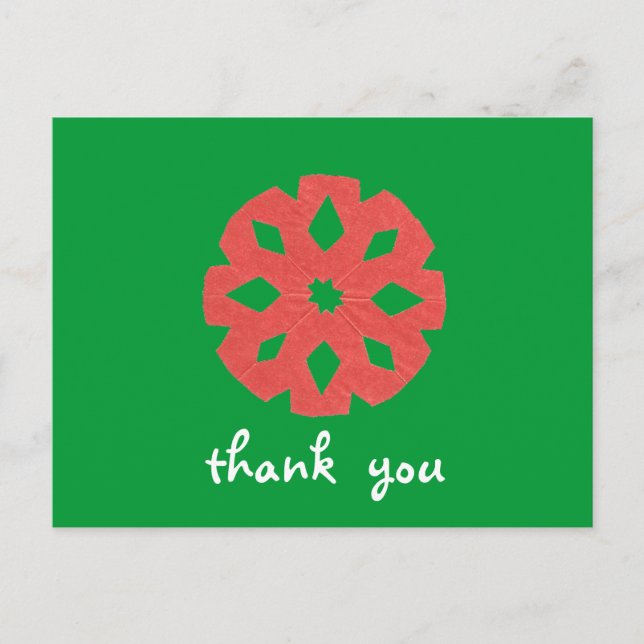 Snowflake Christmas thank-you Postcard (Front)