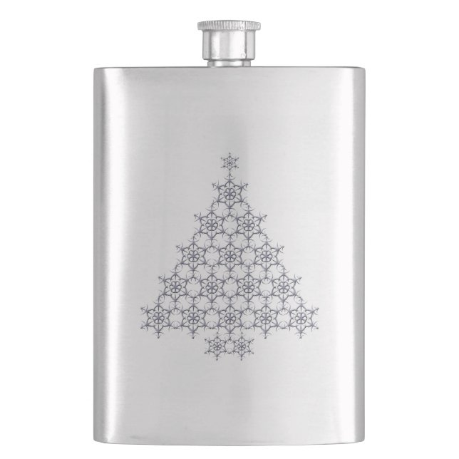 Snowflake Christmas Tree Flask (Front)