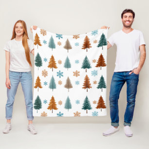Snowflake Christmas tree Fleece Blanket