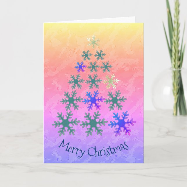 Snowflake Christmas Tree Merry Christmas Holiday Card (Front)