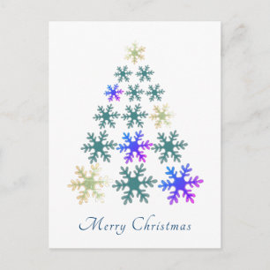 Snowflake Christmas Tree Merry Christmas Holiday Postcard