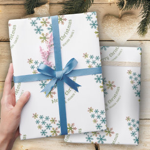 Snowflake Christmas Tree Minimalist Holiday  Wrapping Paper